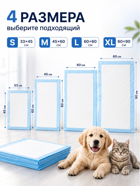 Пеленки одноразовые для животных, для собак и кошек