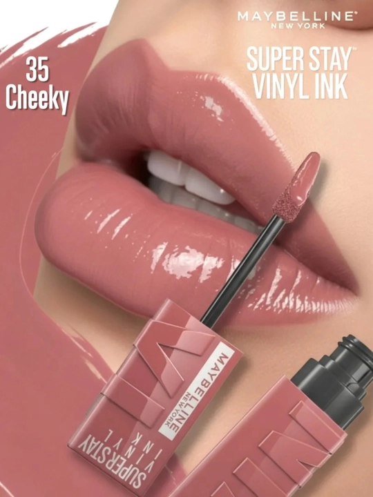 Помада Vinyl Ink 35 Cheeky Maybelline New York, жидкая, стойкая и глянцевая - 