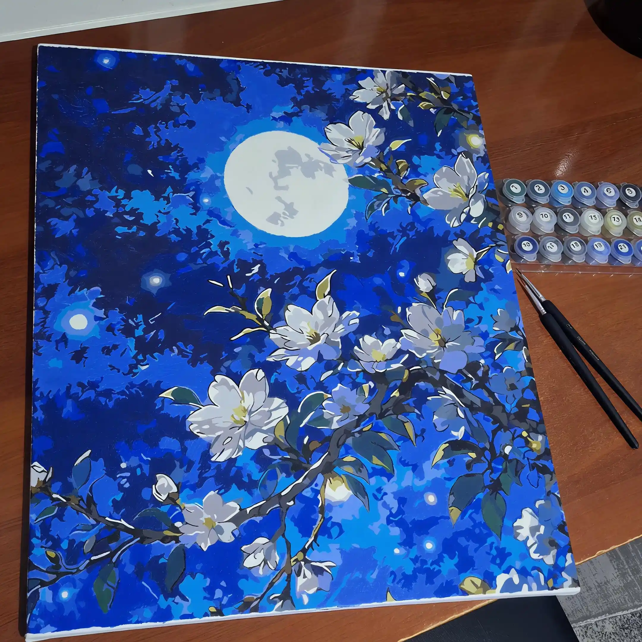 Raqamlar bo'yicha rasm Tabiyat, Anime, Gullar, asosli ramkaga tortilgan, 40 x 50 sm