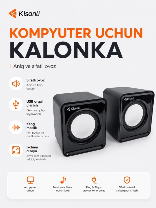 Компьютерные колонки KISONLI V-310, KS-09, K500 - 