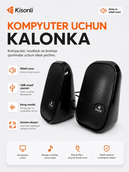 Компьютерные колонки KISONLI V-310, KS-09, K500 - 