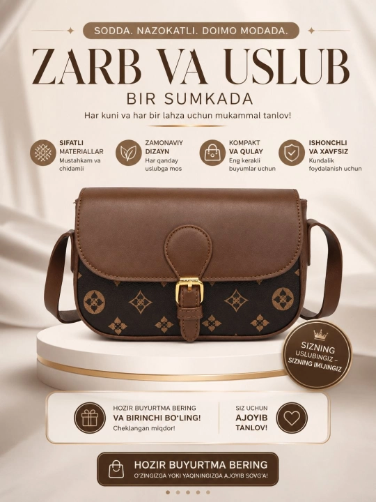 Zamonaviy ayollar yelka sumkasi