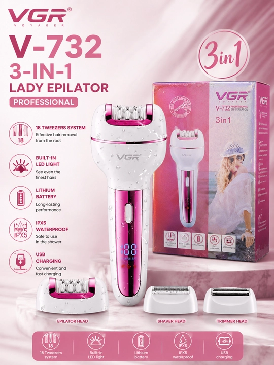 Электрический эпилятор VGR V-732 3-в-1 Professional