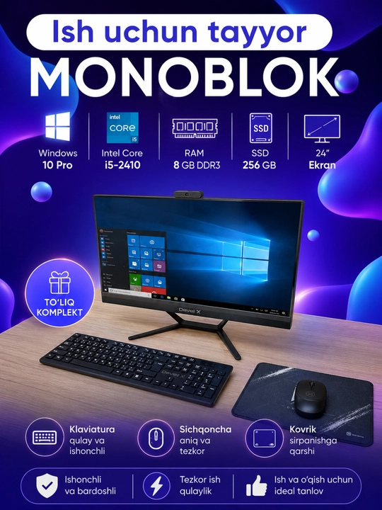 Device X ofis monobloki Intel Core i5, 8GB RAM, SSD 256GB, 24" Full HD ekran - 