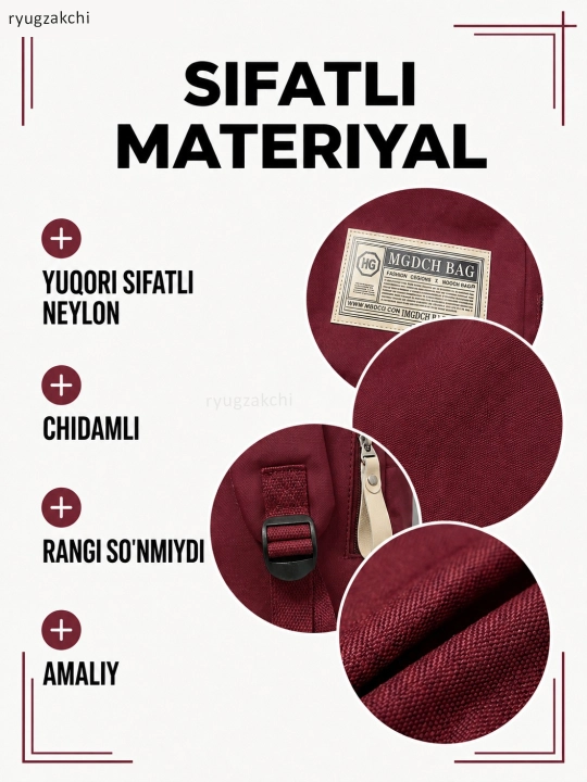 Ayollar ryukzagi, shahar uchun casual ryukzak, katta sig‘imli, maktab va universitet uchun