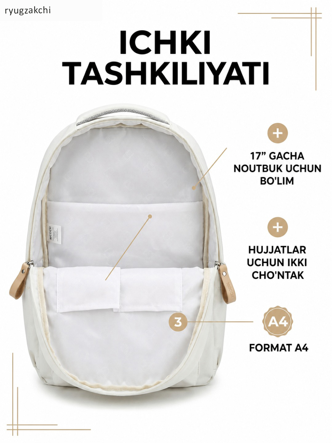 Ayollar ryukzagi, shahar uchun casual ryukzak, katta sig‘imli, maktab va universitet uchun