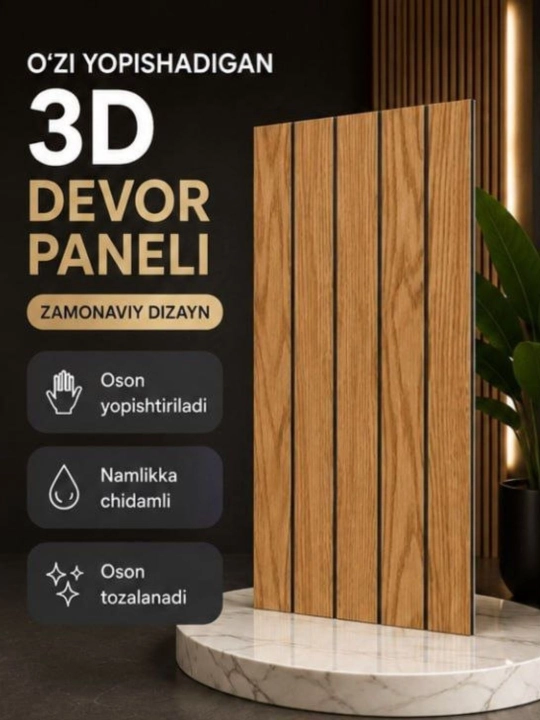 3D O‘zi Yopishadigan Devor Paneli  Dekorativ Interyer Paneli Zamonaviy Dizayn - 