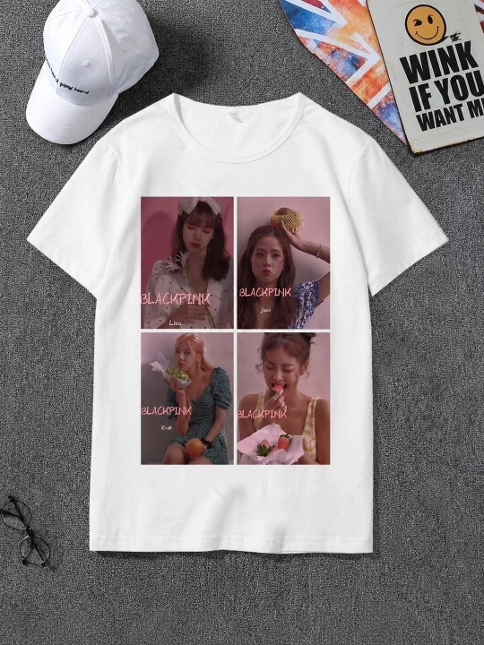 Женская футболка BLACKPINK, oversize, K-pop корейский стиль для девушек - 