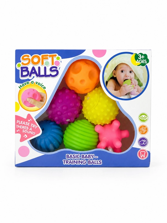 Мягкие сенсорные мячики Soft Balls, 6 шт, развивающая игрушка для детей - 