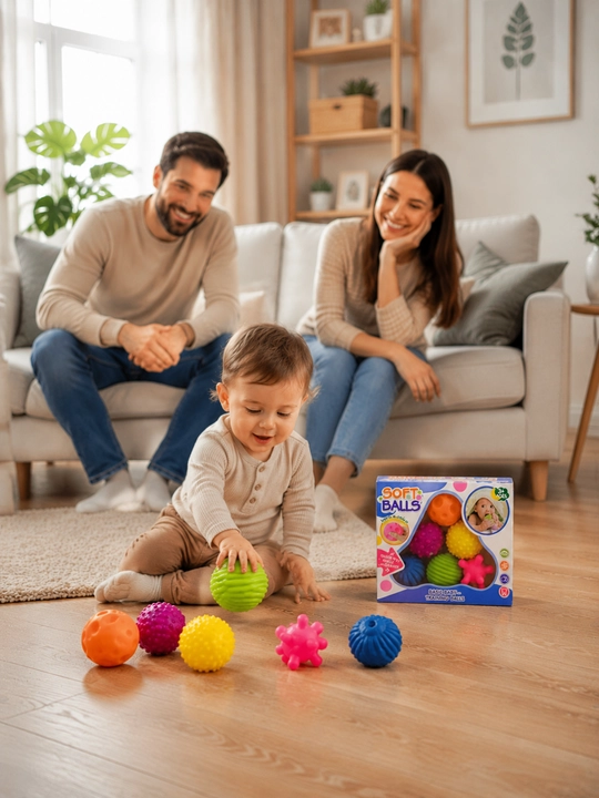 Sensorli yumshoq koptoklar, 6 dona, Soft Balls, rivojlantiruvchi bolalar o’yinchog’i