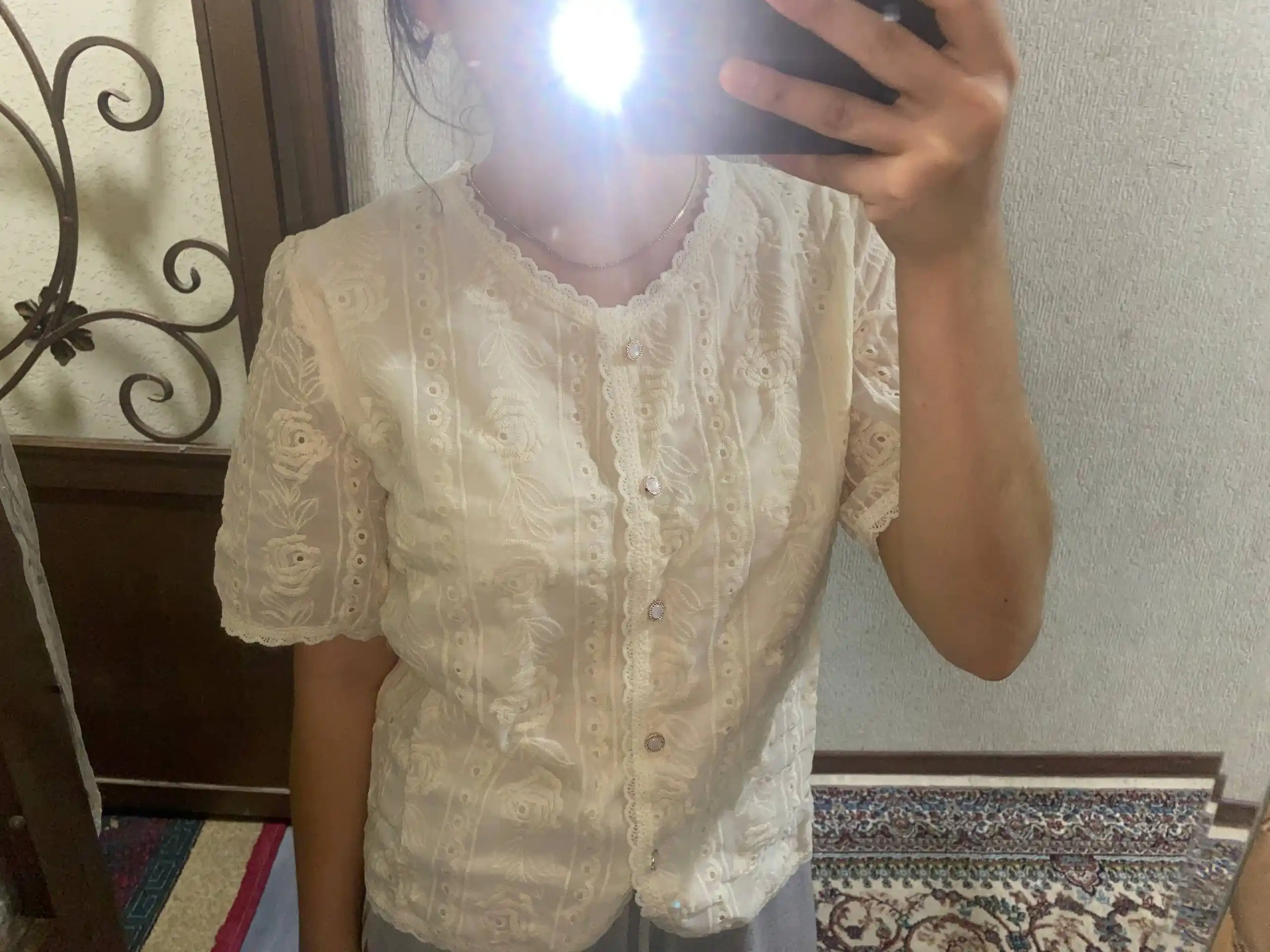Ayollar uchun to‘rli bluzka, qizlar uchun, oq, standart o‘lchamda