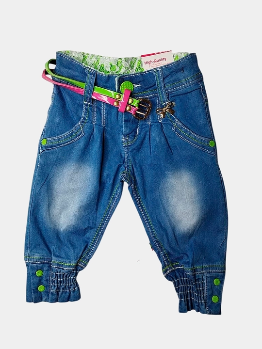 Qizlar uchun jinsi jogger shimlar, denim matodan tikilgan zamonaviy bolalar shimlari