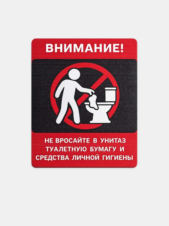 Табличка «Не бросайте в унитаз туалетную бумагу» -  16x12.5 см , 4мм толщина - 