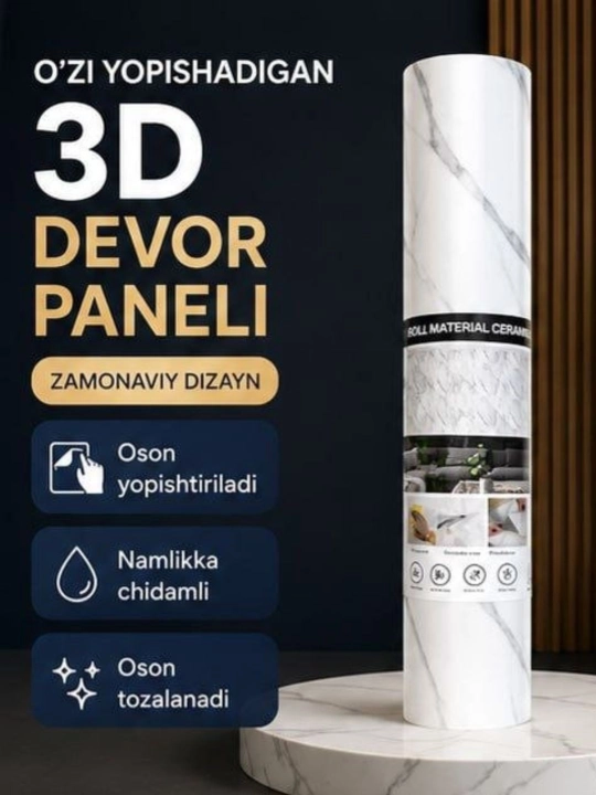 3D O‘zi yopishadigan gul naqshli gulqog‘ozlar-namlikka chidamli dekorativ devor qoplamasi - 