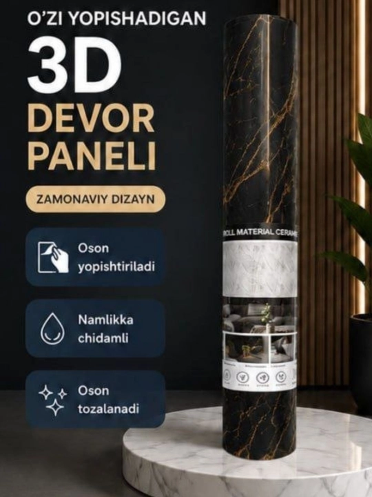 3D O‘zi yopishadigan gul naqshli gulqog‘ozlar-namlikka chidamli dekorativ devor qoplamasi - 