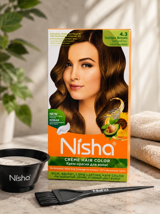 Nisha Qora xina soch bo'yog'i 138 g | Tabiiy henna, uzoq saqlanuvchi rang