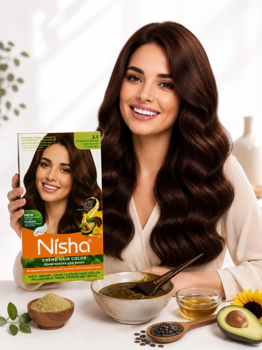Nisha Qora xina soch bo'yog'i 138 g | Tabiiy henna, uzoq saqlanuvchi rang