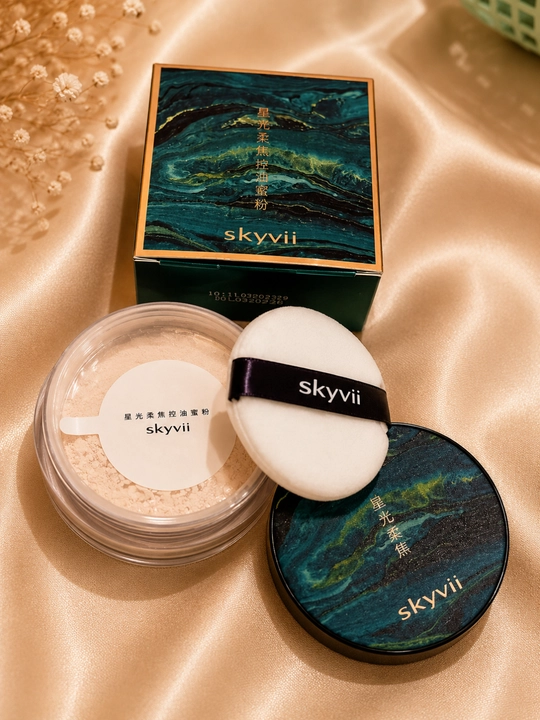 Skyvii Loose Powder – Рассыпчатая пудра для лица с мягким спонжем - 