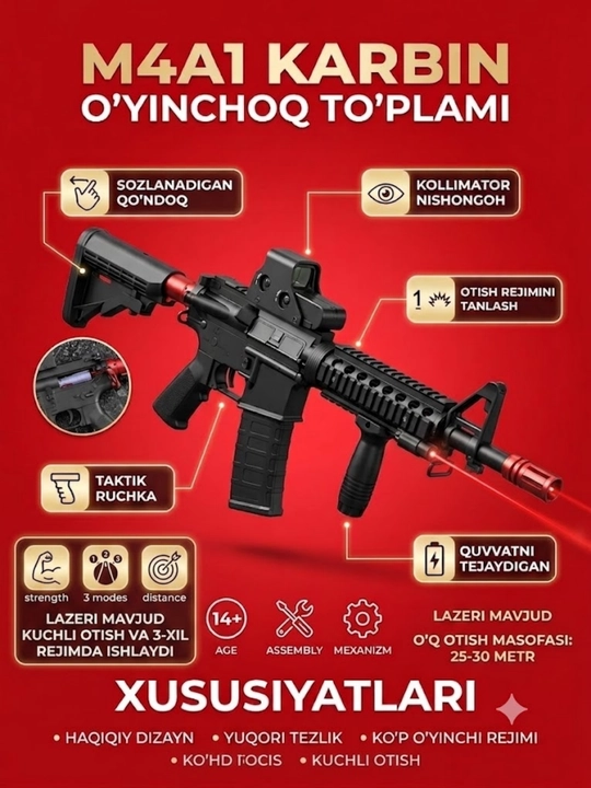 Игрушечный автомат, на орбизах, гелевый бластер