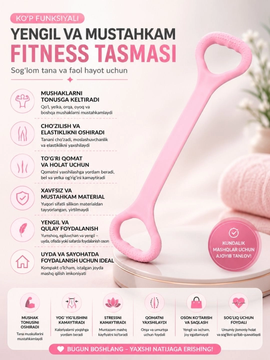 Fitnes uchun ekspander, qo‘l trenajyori, ozish/uy uchun fitnes rezinkalari - 