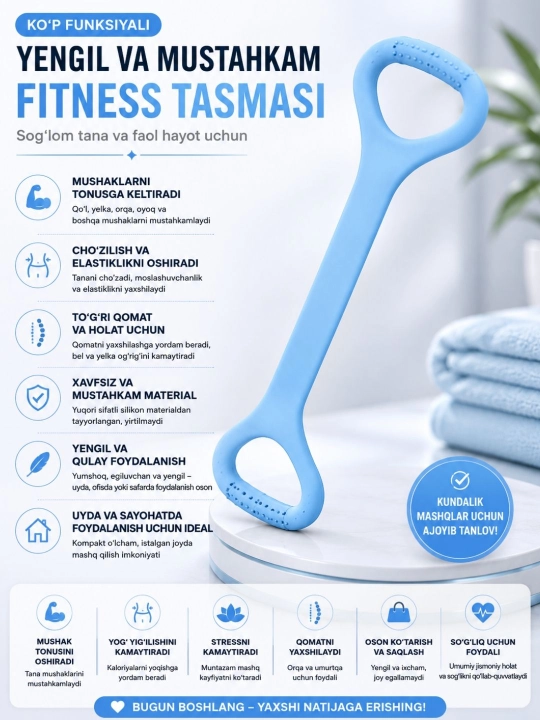 Fitnes uchun ekspander, qo‘l trenajyori, ozish/uy uchun fitnes rezinkalari - 