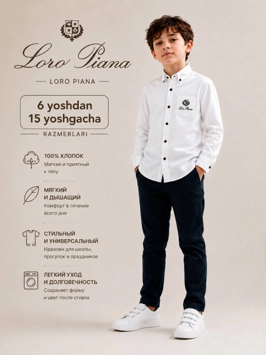 Erkaklar uchun oq, klassik, uzun yengli, ofisbop, premium ko‘ylak