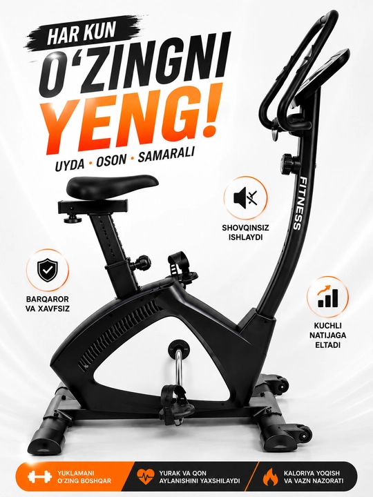 Ventilyatorli velotrenajyor, kardio velotrenajyor,fitnes velosipedi, uy va sport zal uchun - 
