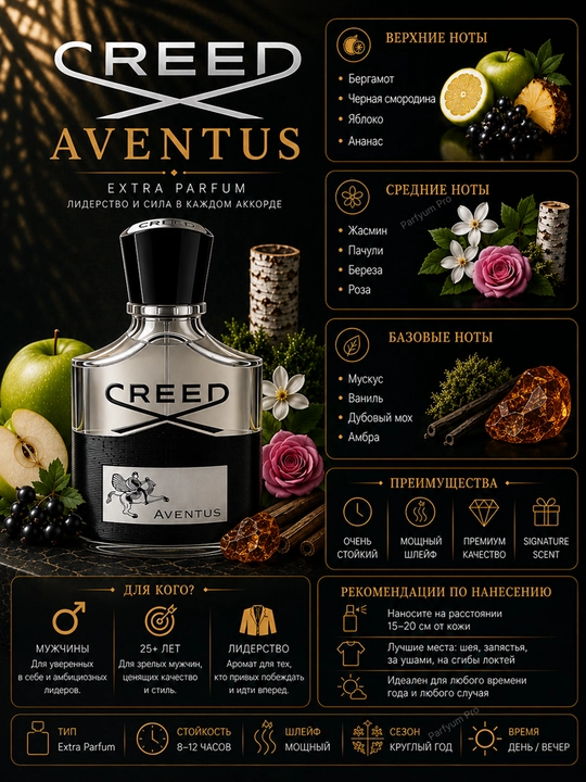 Духи для мужчин Parfyum Pro по мотивам Creed и Silver Mountain Water