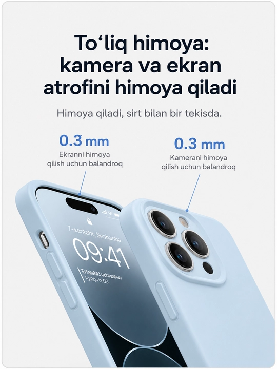 Iphone 17, 16, 15, 14, 13, 12, 11 modellari uchun silikon g'ilof