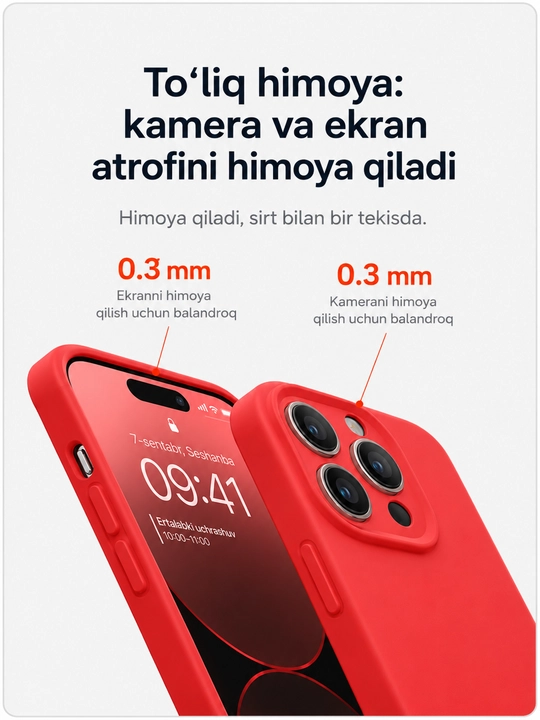 Iphone 17, 16, 15, 14, 13, 12, 11 modellari uchun silikon g'ilof
