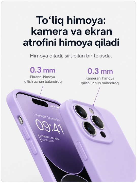 Iphone 17, 16, 15, 14, 13, 12, 11 modellari uchun silikon g'ilof