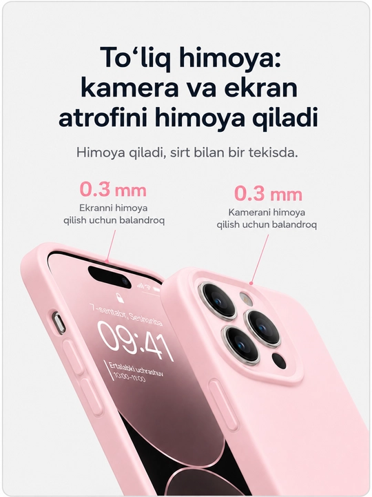 Iphone 17, 16, 15, 14, 13, 12, 11 modellari uchun silikon g'ilof