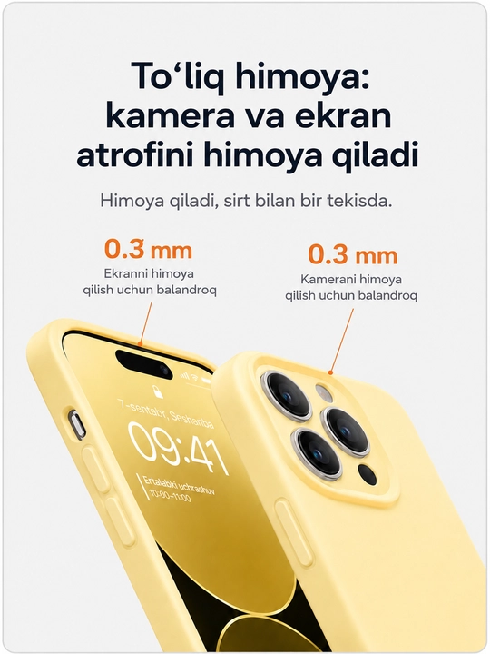Iphone 17, 16, 15, 14, 13, 12, 11 modellari uchun silikon g'ilof