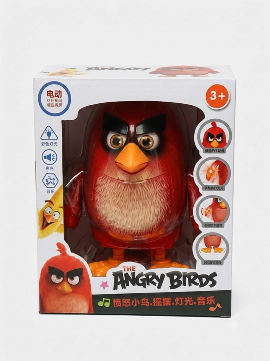 Raqsga tushadigan Angry Birds o‘yinchog‘i, musiqa, chiroq va harakatli bolalar o‘yinchog‘i