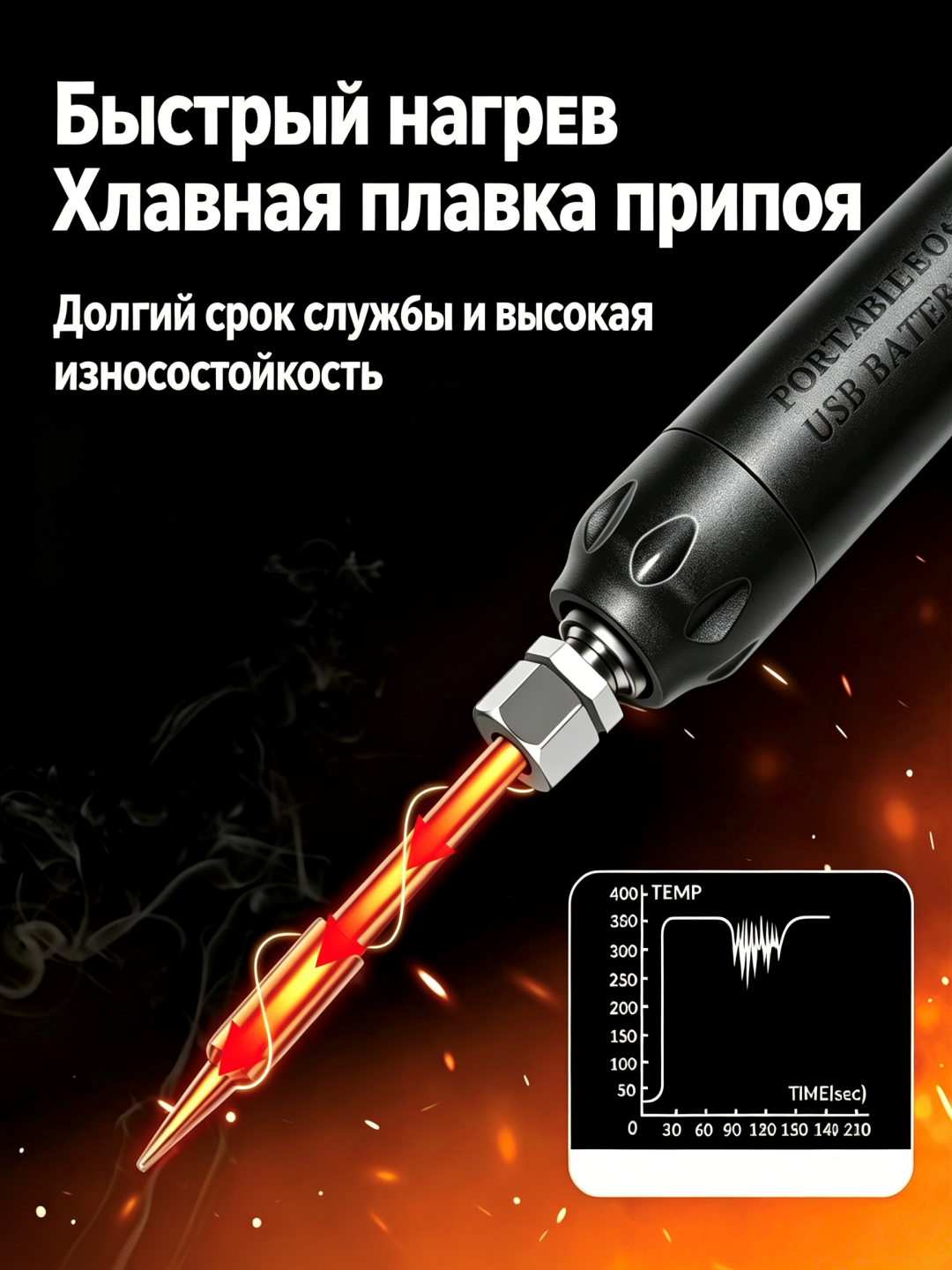 Паяльники, паяльный набор, LED дисплей, USB Type-C, портативный, 260–420°C