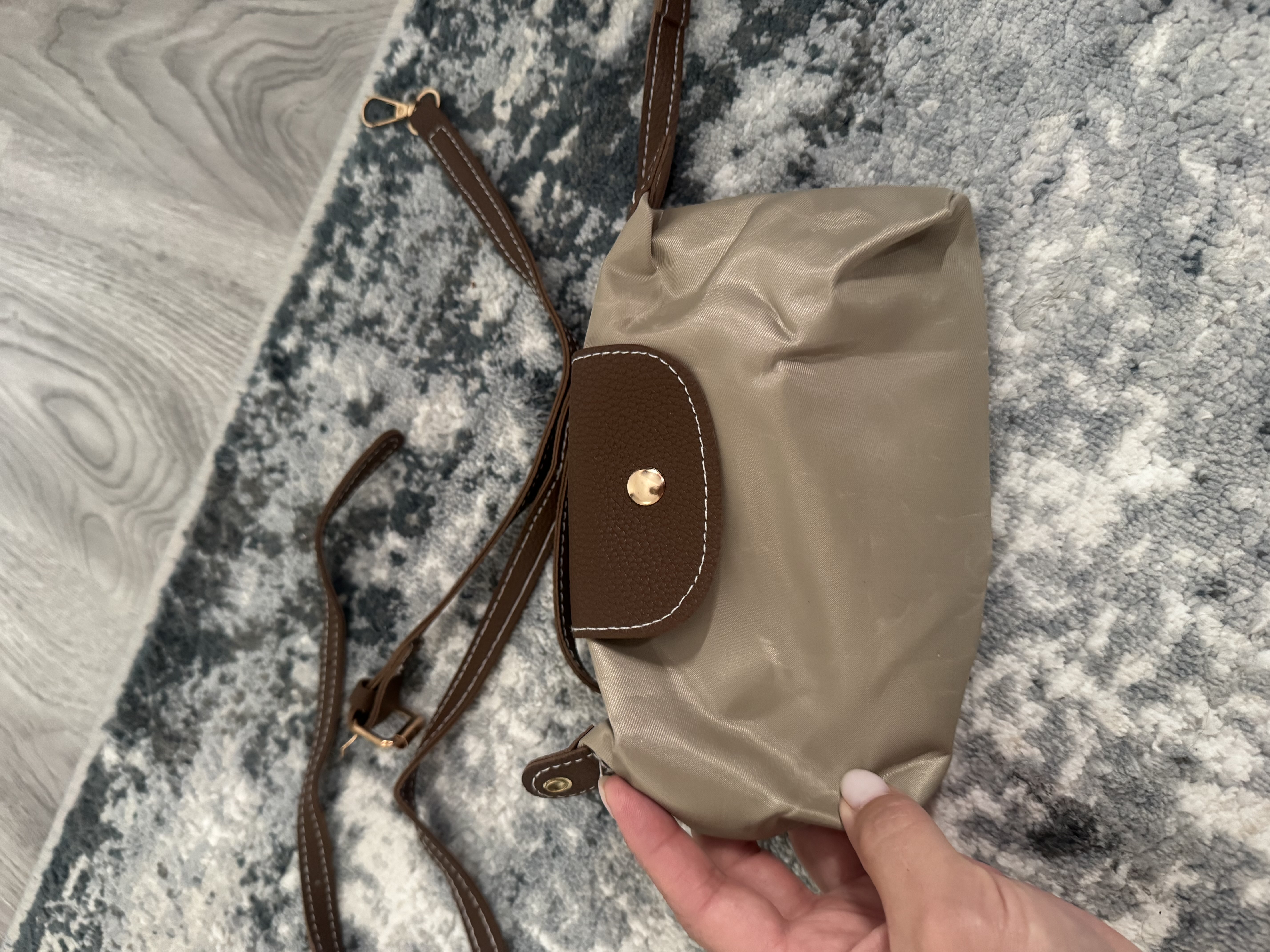 Mini Longchamp uslubidagi ayollar sumkasi, ixcham krossbodi va kosmetika sumkachasi