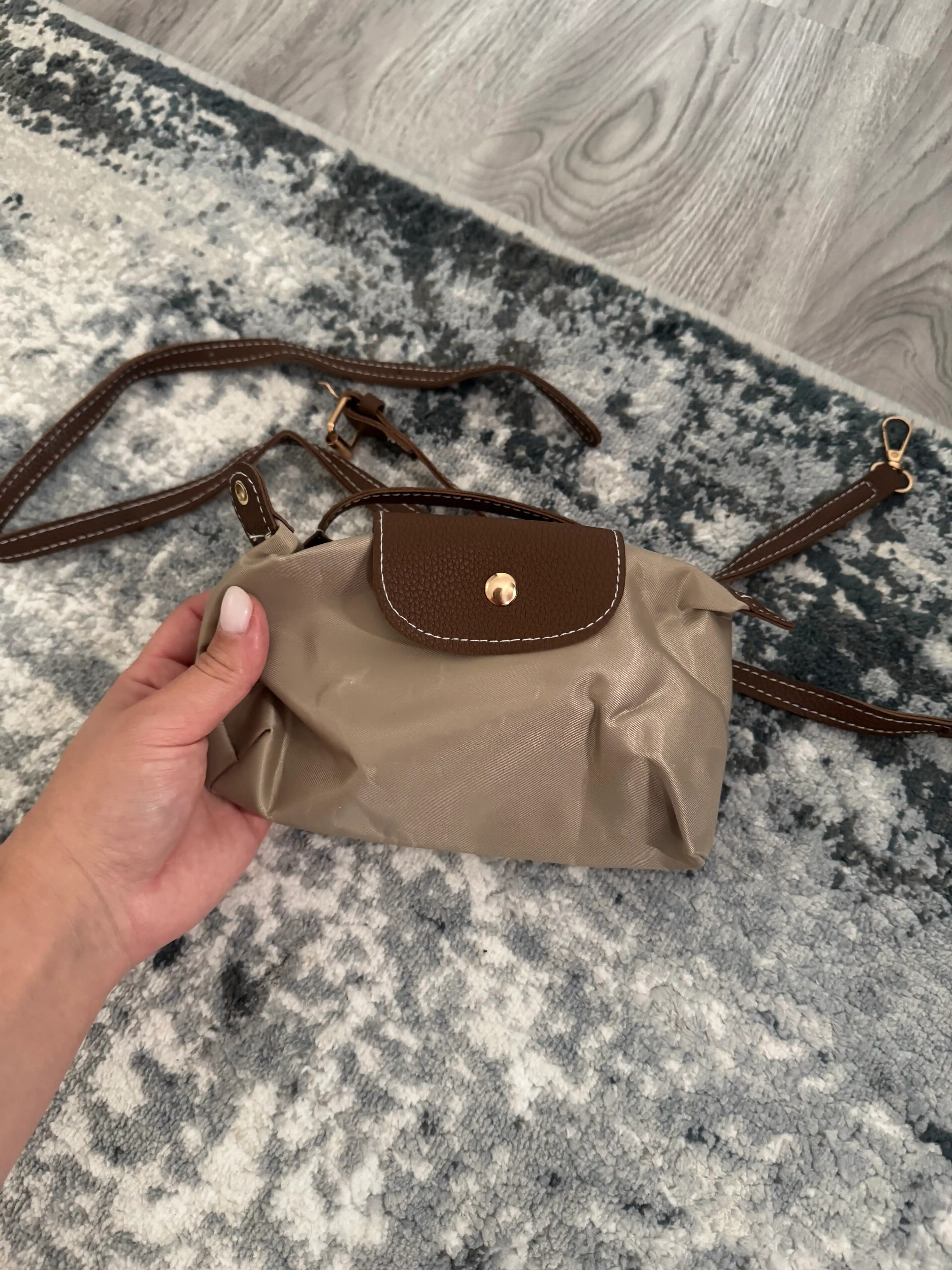 Mini Longchamp uslubidagi ayollar sumkasi, ixcham krossbodi va kosmetika sumkachasi