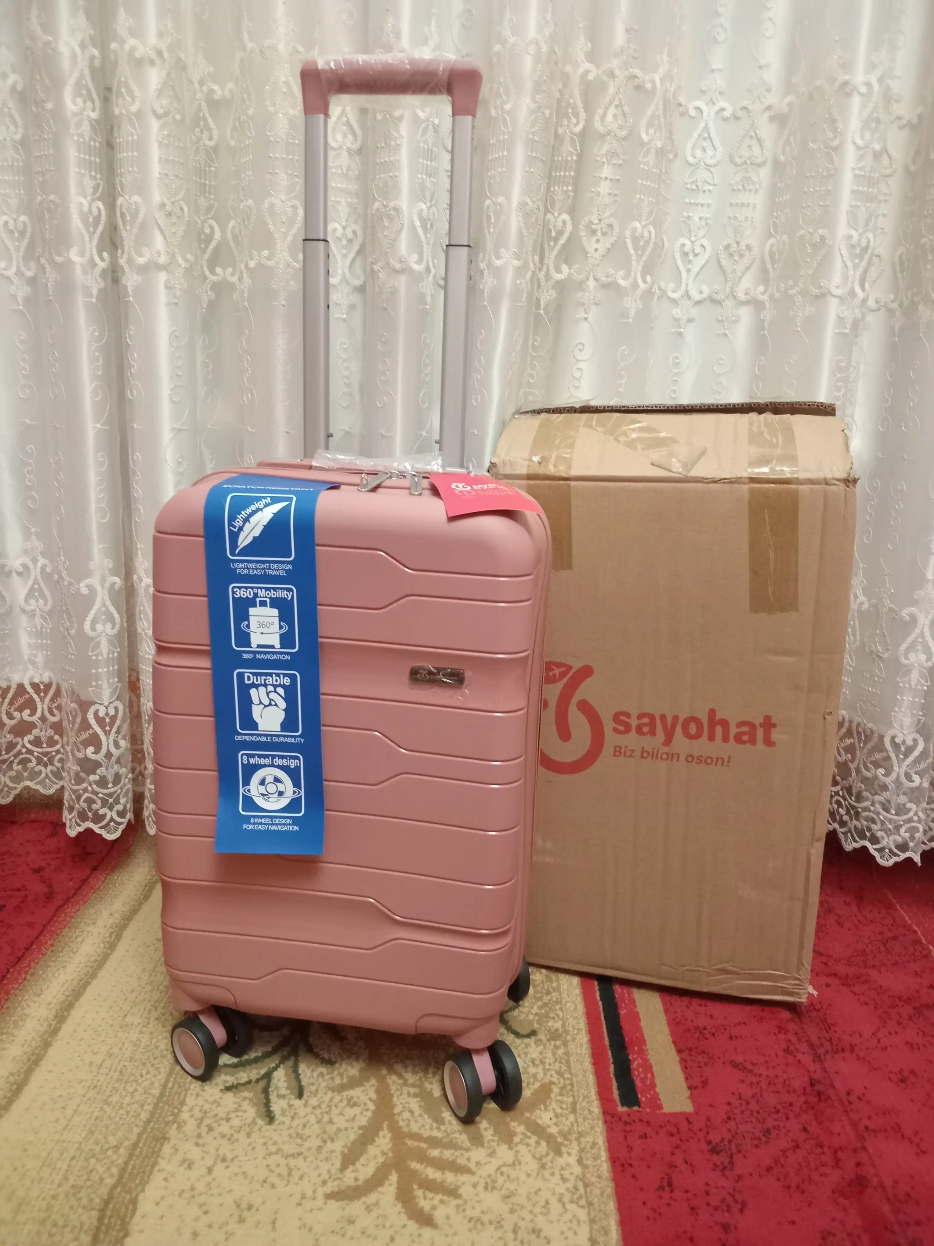 Sayohat chamadoni, polipropilendan, 360° g'ildiraklar