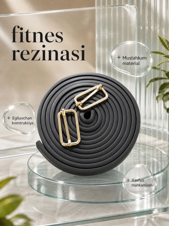 Fitness uchun elastik qarshilik lentasi, mashq va cho‘zilish uchun rezina tasma - 