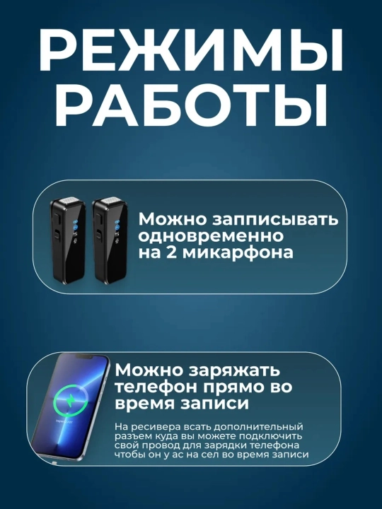 Беспроводной микрофон для телефона с шумоподавлением, петличка для iPhone и Android