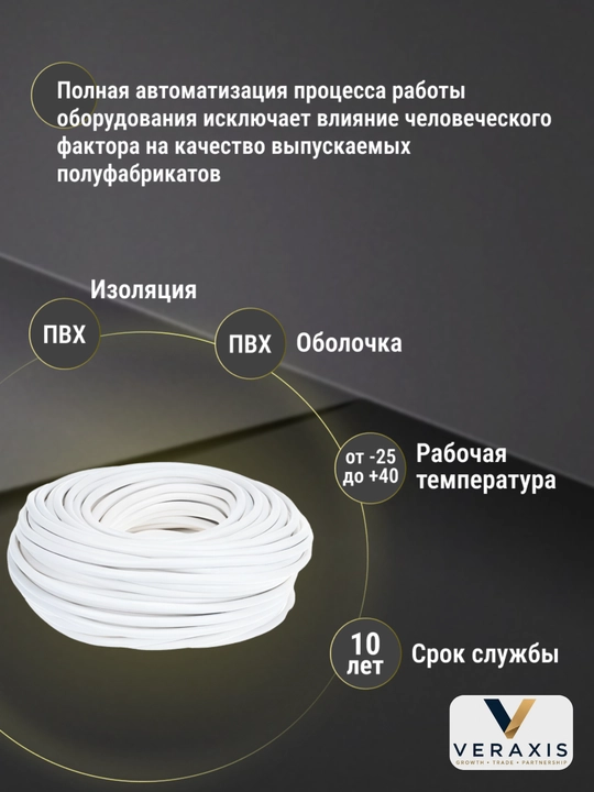 Провод ПВС 3х1,5 мм² медный гибкий белый в ПВХ оболочке