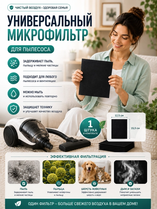Фильтр для пылесоса, стандарт 11.5 см - 15 см - 