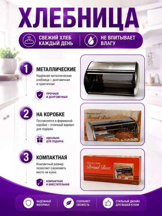 Metall non idishi, non uchun idish, qopqoqli, ventilyatsiya, oshxona uchun, non idishi