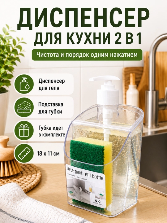 Yuvish vositasi va suyuq sovun uchun, qulay dispenser-dozator - 