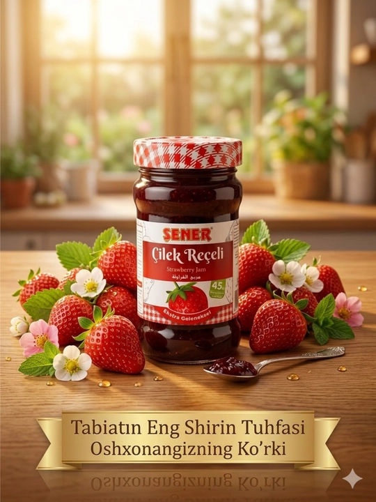 Şener Premium qulupnay murabbosi, Tabiiy, 380 g Turkiya - 