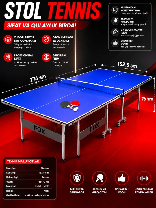 Havaskor va professional o'yinchilar uchun mo'ljallangan yuqori sifatli sport jihozi
