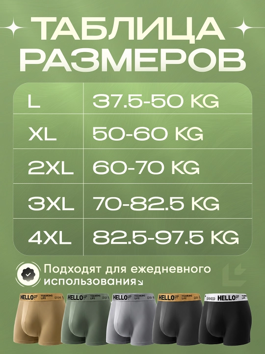 Erkaklar bokschi ichki kiyimi, 5 ta to‘plam, yumshoq, erkaklar ichki kiyimi  to‘plami