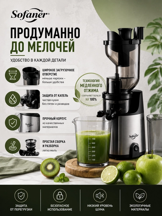 Sofaner 500W elektr burger sharbat chiqargich, jim va kuchli