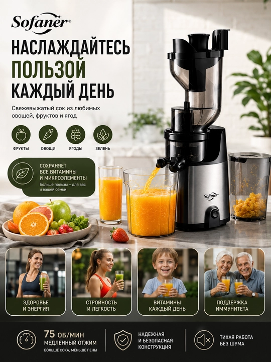 Sofaner 500W elektr burger sharbat chiqargich, jim va kuchli