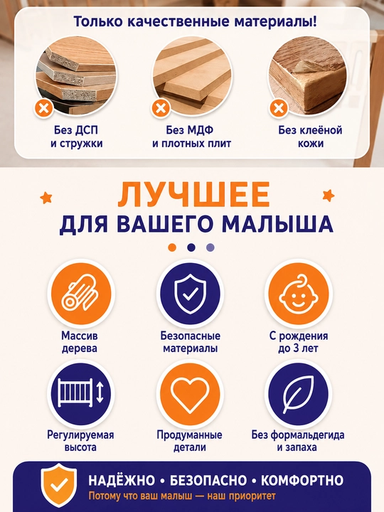 Детская кроватка, 2 в 1, с колыбелью, 120 × 60 см, из массива, матрас и подушка